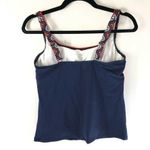 Lands' End Tankini Top Underwire Removable Pads Geometric Navy Blue Orange 6P Photo 1