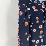 Maison Jules Pants Womens 4 Blue Floral Print Straight Leg High Rise Pleated Photo 2