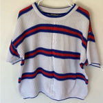 Vintage Sweater Red White Blue Soft Cottage Core Size Large Patriotic Game Day Photo 0