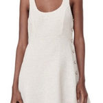 ZARA sz S Womens White Tweed Scoop Neck Button Mini Dress Preppy Structured Chic Photo 0