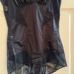 Black Satin Chemise with V Photo 5