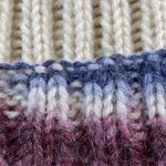 hand knit cream purple and blue ombré striped ribbed beanie Photo 7