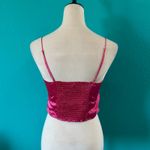 Reformation Hot Pink Silk Gruyere Top Squared Neck Cropped Soft Romantic Size 6 Photo 3