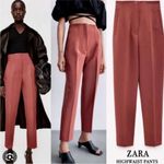 ZARA Women's High Waisted Pleated Ankle Trousers in Rose Pink Size S Photo 1