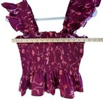 Hill House  Home Paz Smocked Ruffle Top M‎ Burgundy Floral Cottagecore Coquette Photo 6