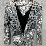 vtg Y2K B. Moss top womens medium black geometric paisley‎ lace trim whimsigoth Photo 0