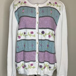 Cottagecore Floral Pastel Cardigan Sz Large Purple Blue Photo 0
