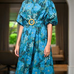 WYATT WYLDE Frances Dress Bloom 3/4 Sleeves Dress Medium Blue Photo 0