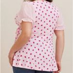 Torrid Pink Kiss Lip Print Chiffon Puff Sleeve Wrap Blouse Size 1X Photo 1