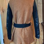 Lucy Paris ANTHRO Fuzzy Brown Faux Leather Belted Jacket $248 EUC L Photo 1