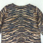 Talbots Pure Cashmere Top Medium Brown Black Tiger Stripe Animal Print Photo 4