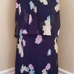 Pink Owl Modcloth Navy Blue Floral Sheer Popover Bodice Sleeveless Dress Medium Photo 1
