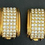 Christian Dior Vintage  Goldtone Clear Pave Crystal Half Hoop Clip Earrings 17g Photo 2