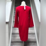 Chico's NEW Chico’s Beaded Embellished Scoop Neck Red Shift Dress Women’s 1/M/8 Holiday Photo 4