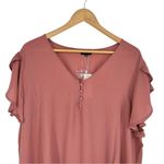 Zenobia  Solid Blush Button Tulip Flutter Sleeve Top Blouse size 2X NWT Mauve Photo 1