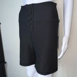 We Wore What  Solid Lace Up Biker Shorts in Black (L) Photo 9