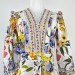 Farm Rio NWOT  Greek Garden Long Sleeve Plunge Neck Cotton Romper Size XS Photo 4