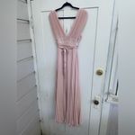 ASOS Size 10P pleated maxi dress tie wrap waist Blush Pink Bridesmaid Formal Photo 6