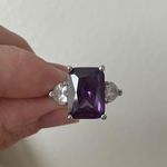 Large Purple Emerald Cut Stone Silver Ring “Violette” China Amethyst Art Deco Jewelry Photo 10