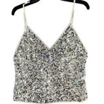 Goldie Twilight Camisole Top Womens M Silver Cream Sequin Sparkles Shimmer Glam Photo 5