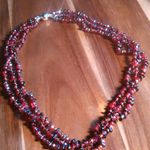 Indian Garnet and Seed Bead Triple Strand Magnetic Clasp Necklace Photo 4
