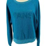 Vans Women's Sweatshirt Teal Blue Monochromatic Logo Pullover Size Xlarge Photo 0