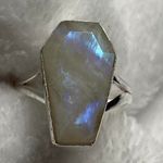 925 Silver Natural Rainbow Moonstone Ring Size none Photo 2