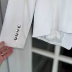 White House | Black Market Women's Sz 12 White Tailored Two Button Studio Blazer Photo 3