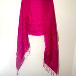 Silk Cashmere Pink fringe scarf shawl wrap Photo 11