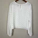 Sincerely Jules Blouse Top Womens XL White Gold Printed Sheer Long Sleeve Dressy Photo 7