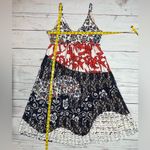 Anthropologie Maeve Isa Mixed Media Pleated Lace Red White & Blue Midi Dress Photo 10