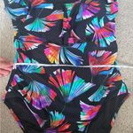 La Blanca  Ruffled Bandeau One Piece floral bathing suit  pattern Swimsuit sz 14 Photo 12