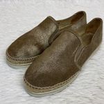 Jimmy Choo Dawn Metallic Gold Suede Slip On Espadrille Size EU 38 US 8 Photo 3