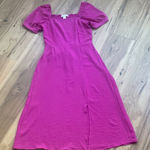 Monteau  Puff Sleeve Front Slit Sheath Dress Hot Pink Fuchsia Women's Size‎ Small Photo 0