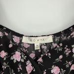 ROW A Black Pink Floral Ruffle Tiered Mini Dress Short Sleeve Square Neck M Size M Photo 2