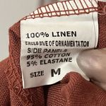 Lina Tomei Dress Sz M Shift Linen Sleeveless Beaded Necklace Pockets Brick Italy Orange Size M Photo 8