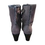 Clarks Suede Ankle Boots Heeled Faux Fur Trim Warm Winter Booties 6M Photo 2