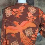 Sag Harbor Oriental Phoenix Print Blouse Orange Brown Turquoise Woman's Small Photo 5