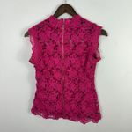 Nanette Lepore  Crochet Lace‎ Top Women Small Hot Pink Floral Boho Coquette Y2K Photo 5