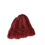 Handmade Chunky Knit Beanie Hat Marled Oxblood Red Winter Cap Adult Unisex Photo 3