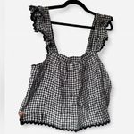Cynthia Rowley Black and White Gingham Top Lace Trim & Ruffles 100% Linen NWT Photo 0
