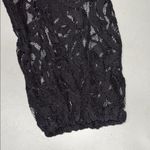 Lee Size 1X Floral Print - Black Lace Long Sleeve Keyhole Peasant Blouse Top Photo 4
