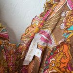 Love The Label Dress Tiered Ruffle Cotton Topanga Maxi Dress Coral‎ Print Size M Brown Size M Photo 4