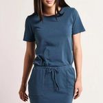 Monrow Twill Pocket Sz M Dress Drawstring Waist Front Pockets Dark Gray Blue Size M Photo 0