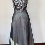 Vintage 90s Grey & Silver Backless Sequin Full Length Formal Prom Dress Gray Size 10 Photo 0