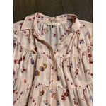 Rebecca Taylor Floral Tiered Blouse Top Roll Tab Sleeve Size M Paisley Pink Photo 2