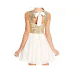 B Darlin 🆕B.Darlin A-Line Scoop Short Gold Sequin Ivory Dress 3/4🆕 Photo 3