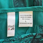 Sami & Jo  Green and Black Pleated Sweetheart Neck Blouse Top Photo 2