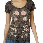INC  international Vintage Y2K Scoop Neck Burnout Top Floral Sequin Size Small Photo 0