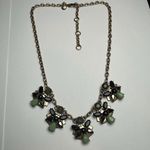 J.Crew  Green Black Rhinestone Gold Tone Statement Necklace Adjustable Length Photo 0